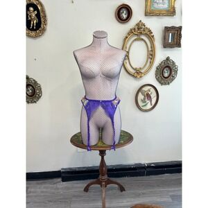 Vintage Y2K Intimates Purple Floral Lace Garter Belt Large